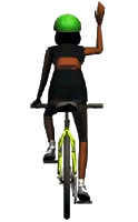 Picture of a cyclist using a stop hand signal