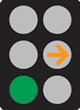 Picture of traffic signals showing a green light and a yellow arrow pointing right