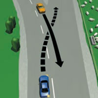 Picture of a car leaving the path of the centre line