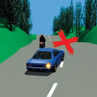 Picture of a car incorrectly passing without enough clear road ahead