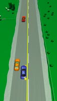 Picture of car passing on the right, without crossing the no-passing line