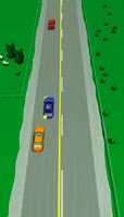 Picture of car passing on the right, without crossing the no-passing line