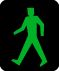 Picture of a pedestrian traffic signal indicating that you may cross the road