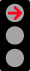 Picture of traffic signals showing a red arrow pointing right