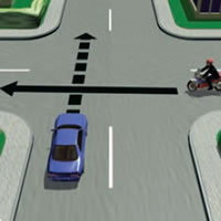 Picture of a car giving way when driving straight through at an uncontrolled intersection