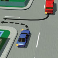 Picture of a car giving way when turning left at an uncontrolled intersection