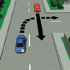 Picture of a car giving way at an uncontrolled intersection